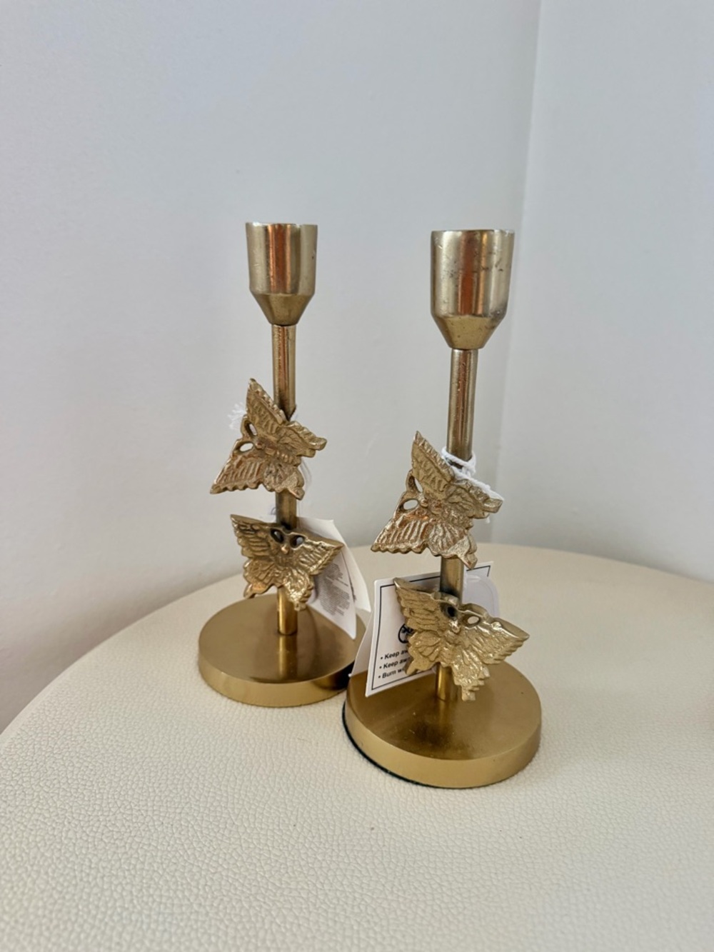 Gold Butterfly Accent Candle Holders - Set of 2